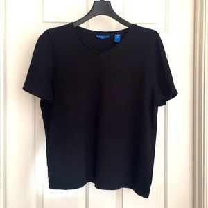 Karen Scott Top Medium Black Tee Short Sleeves